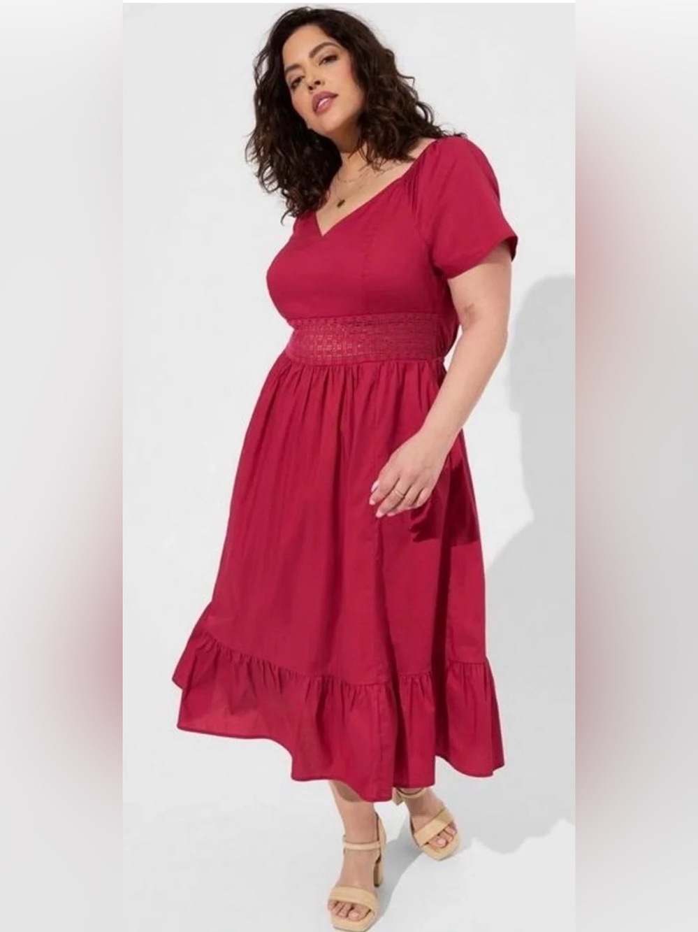 Torrid Midi Poplin Sheer Waist Dress Size 3X NWT